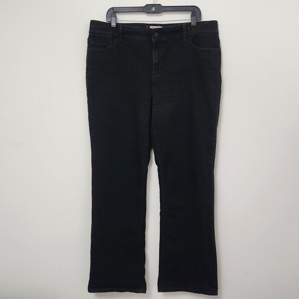 CHICO'S Women's Black Denim Staright Fit Embroidered Beads Jeans Plus Size 3